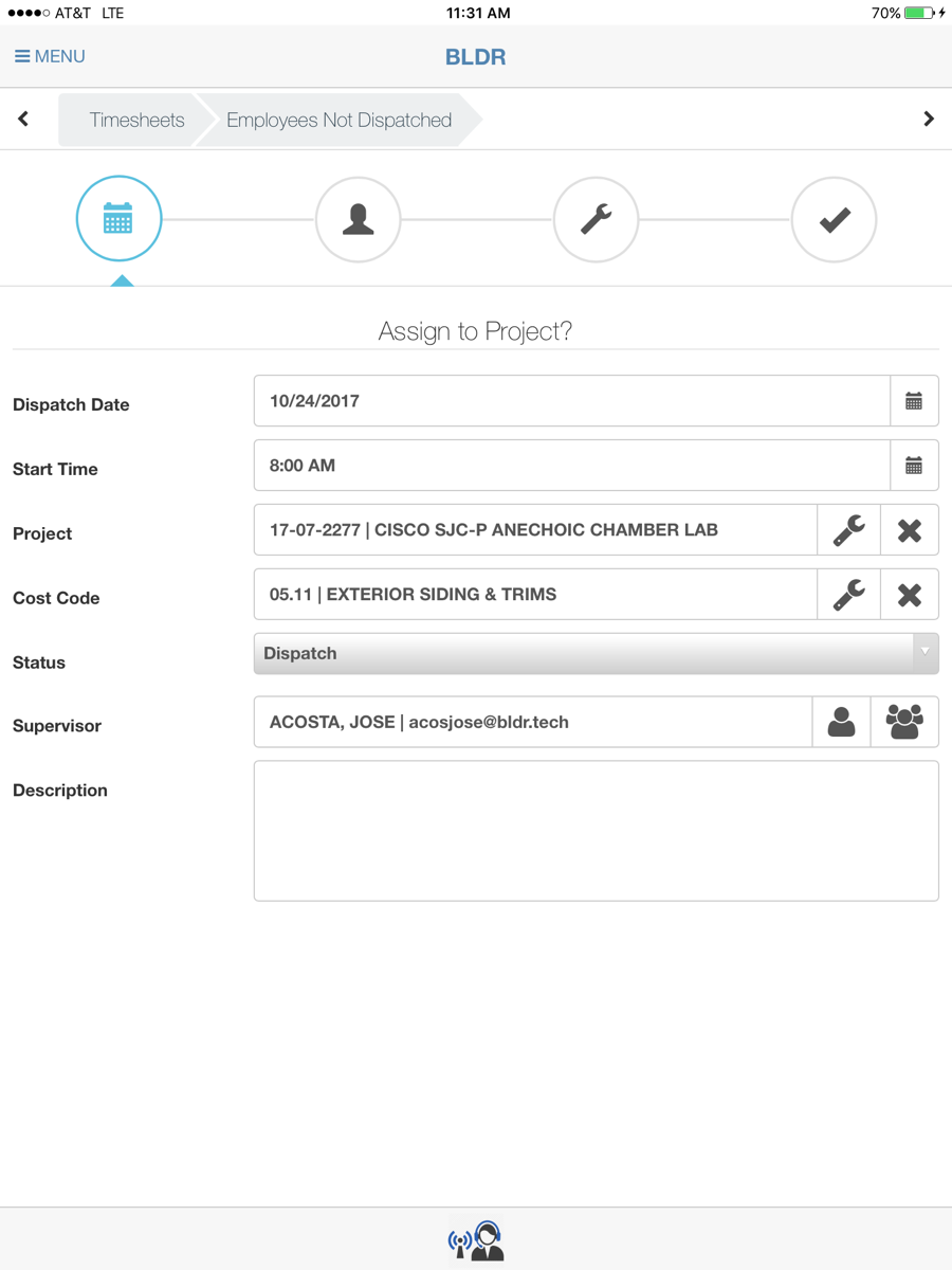 BLDR tablet project management